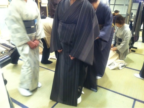 ちょっと変わった縞の江戸小紋